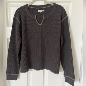 NWOT Madewell Waffle Split Neck Long Sleeved Tee